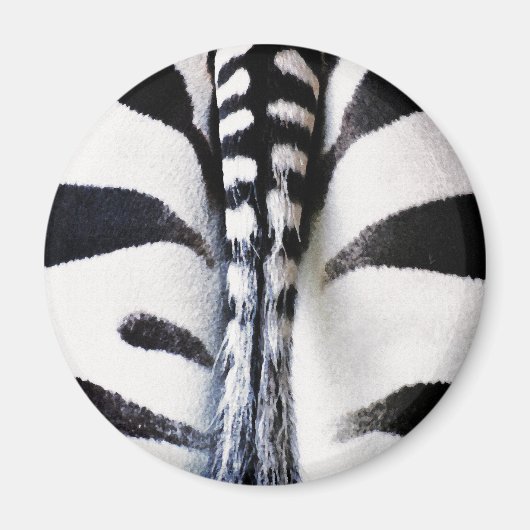 Zebra Staart Zwart & Wit Magneet (Voorkant)