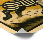 Zebra Stampede Retro Safari Art Poster (Hoek)