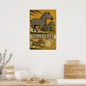 Zebra Stampede Retro Safari Art Poster (Keuken)