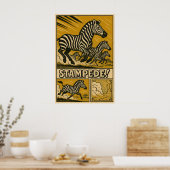 Zebra Stampede Retro Safari Kunst Poster (Keuken)