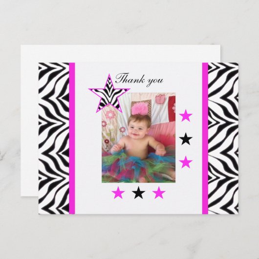Zebra Stars: Afbeelding: Dankjewel Briefkaart (Voorkant / Achterkant)