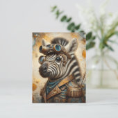 Zebra Steampunk Briefkaart (Staand voorkant)