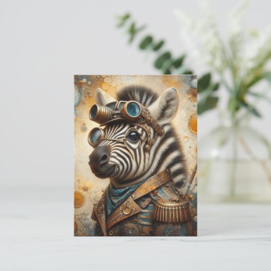 Zebra Steampunk Briefkaart (Staand voorkant)