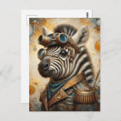 Zebra Steampunk Briefkaart (Voorkant / Achterkant)