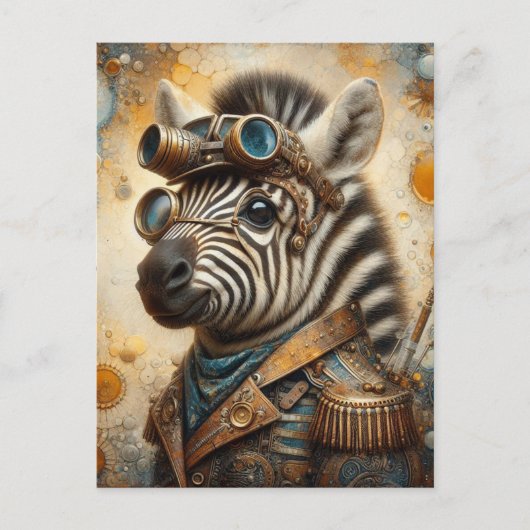 Zebra Steampunk Briefkaart (Voorkant)