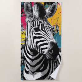 Zebra Stedelijke Graffiti Straatkunst Illustratie Strandlaken