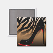 "Zebra Stiletto" (tan) door Cheryl Daniels Magneet (Voorkant / Achterkant)