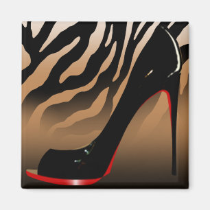 "Zebra Stiletto" (tan) door Cheryl Daniels Magneet