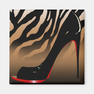 "Zebra Stiletto" (tan) door Cheryl Daniels Magneet
