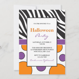 Zebra Stippen Halloween Uitnodigingen