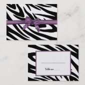 Zebra Streep en Paarse Ribbon Zittende Kaart Plaatskaartje (Voorkant / Achterkant)