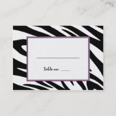 Zebra Streep en Paarse Ribbon Zittende Kaart Plaatskaartje (Achterkant)
