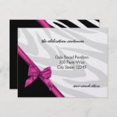 Zebra Streep en Roze Lint / Ontvangstkaart Informatiekaartje (Voorkant / Achterkant)