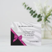 Zebra Streep en Roze Lint / Ontvangstkaart Informatiekaartje (Staand voorkant)