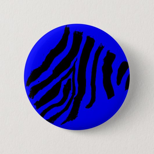 Zebra Streep Knop (Blauwe Framboos) Ronde Button 5,7 Cm (Voorkant)