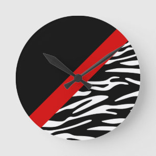 Zebra streep met rode diagonale rand wandklok