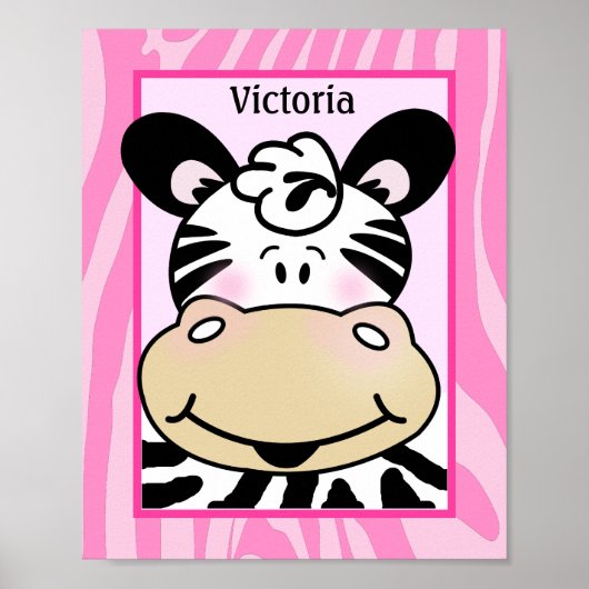 Zebra Streep Roze Op Maat Gemaakte Kunstprint voor Poster (Voorkant)
