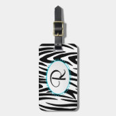 Zebra-streepmonogram Bagagelabel (Voorkant verticaal)