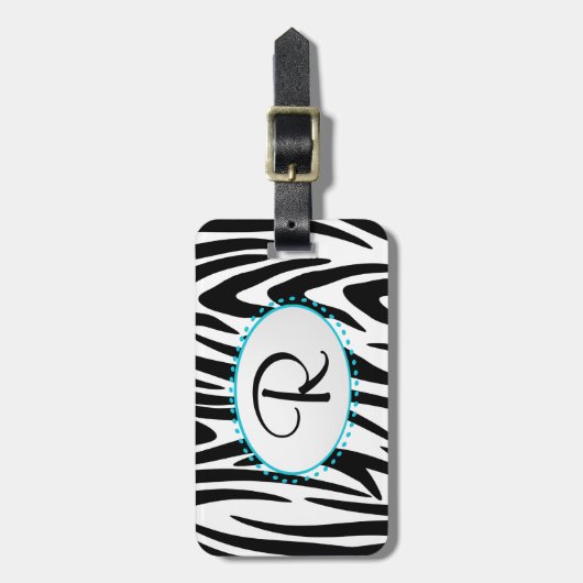 Zebra-streepmonogram Bagagelabel (Voorkant verticaal)