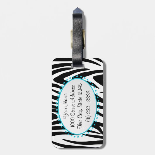 Zebra-streepmonogram Bagagelabel (Achterkant verticaal)