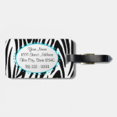 Zebra-streepmonogram Bagagelabel (Achterkant horizontaal)