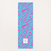 Zebra Strepen Blauw Paarse Monogram Gepersonalisee Yogamat (Voorkant)