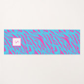 Zebra Strepen Blauw Paarse Monogram Gepersonalisee Yogamat (Voorkant (horizontaal))