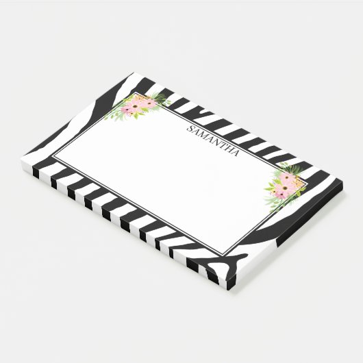 Zebra strepen en bloemen post-it® notes (Schuin)