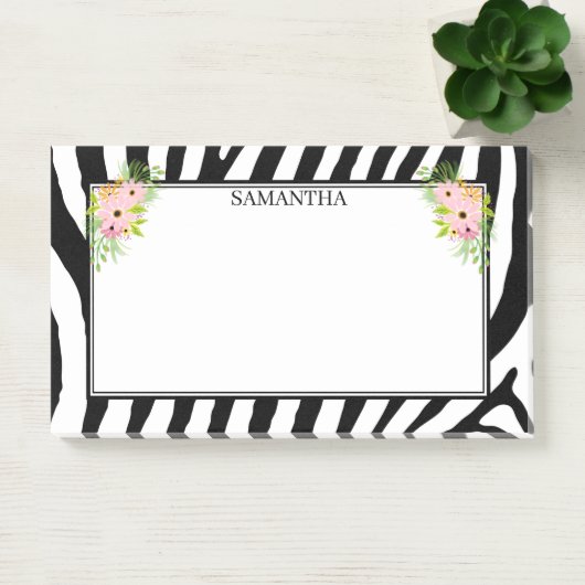 Zebra strepen en bloemen post-it® notes (Kantoor)