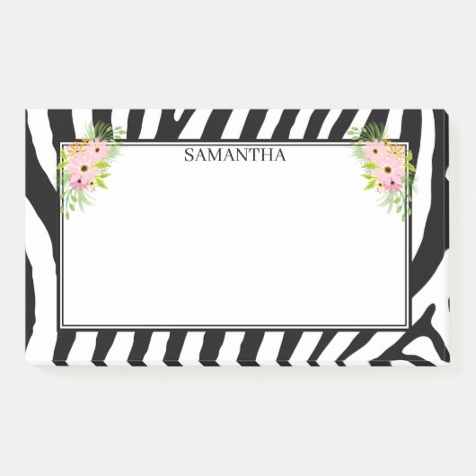Zebra strepen en bloemen post-it® notes (Voorkant)