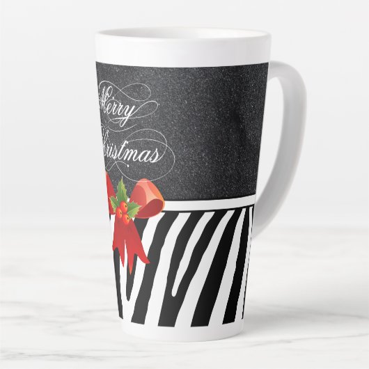 Zebra Strepen en Glitter Latte Mok (Rechterhoek)