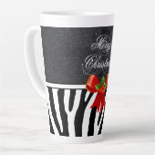 Zebra Strepen en Glitter Latte Mok (Linkerhoek)