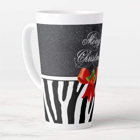 Zebra Strepen en Glitter Latte Mok (Linkerhoek)