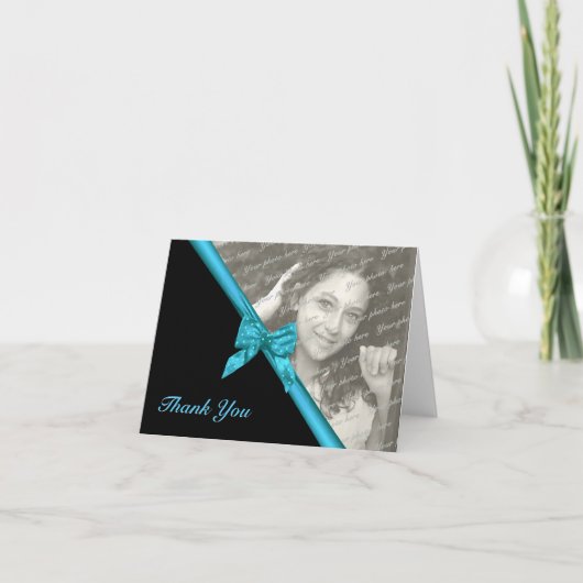 Zebra Strepen en Lint Dank U Opmerking met Foto Bedankkaart (Voorkant)