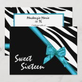 Zebra Strepen en Lint Sweet Sixteen Kaart (Voorkant / Achterkant)