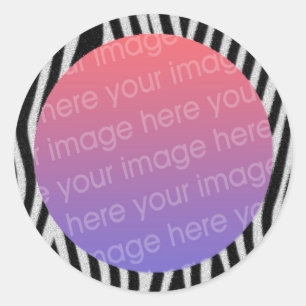 zebra strepen fotolijst ronde sticker