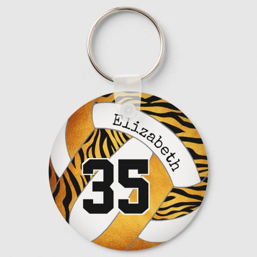 zebra strepen gepersonaliseerd volleybal sleutelhanger (Voorkant)