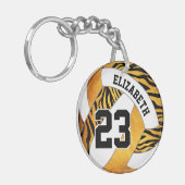 zebra strepen gouden meisjes volleybal sleutelhanger (Voorkant Links)