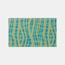 Zebra Strepen in Blauwgroen Groen en Mosterd