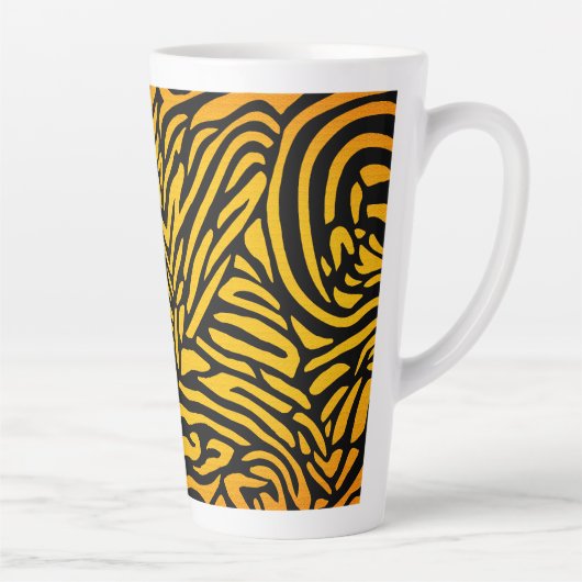 Zebra Strepen in Goudgeel Latte Mok (Rechts)