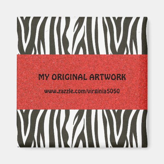 Zebra Strepen in Zwart en Wit met Rode Streep Magneet (Voorkant)