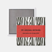 Zebra Strepen in zwart-wit met rode streep Magneet (Voorkant / Achterkant)