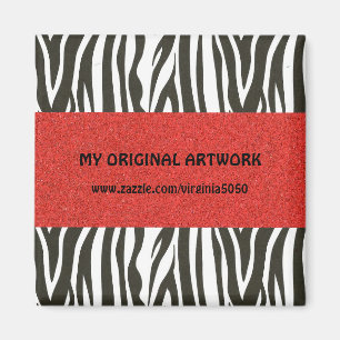 Zebra Strepen in zwart-wit met rode streep Magneet