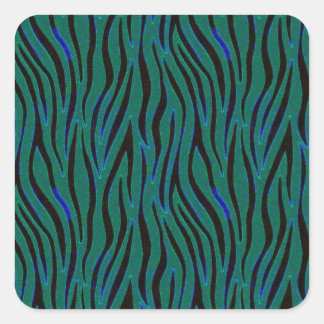 Zebra Strepen in zwarte en groene Safari Print Vierkante Sticker