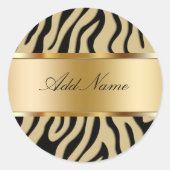 Zebra Strepen Monogram Sticker Labels (Voorkant)