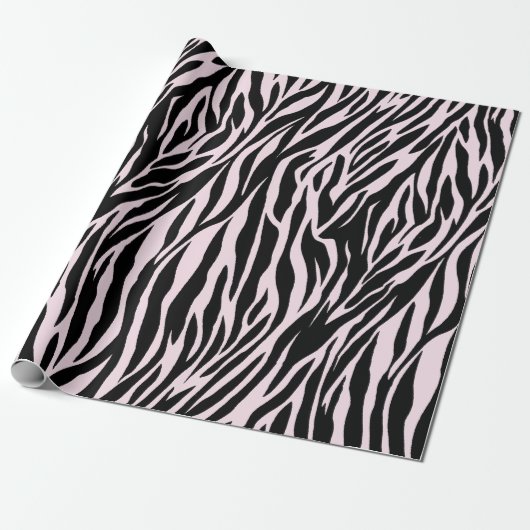 Zebra strepen op pastel roze cadeaupapier (Uitgerold)