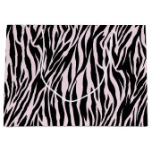 Zebra strepen op pastel roze groot cadeauzakje (Voorkant)