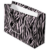 Zebra strepen op pastel roze groot cadeauzakje (Voorkant Gekanteld)