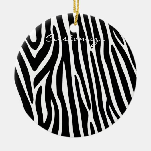 Zebra Strepen Patroon Thunder_Cove Keramisch Ornament (Voorkant)