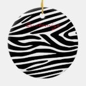 Zebra Strepen Patroon Thunder_Cove Keramisch Ornament (Achterkant)